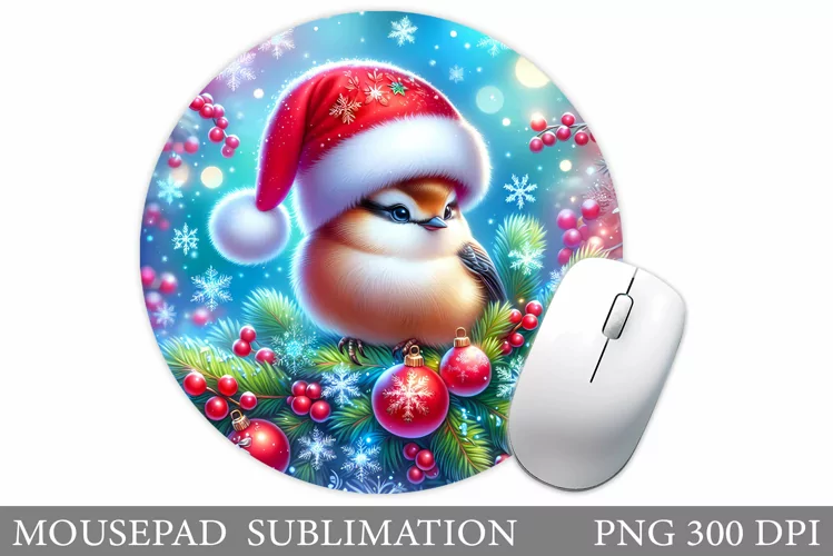Christmas Bird Mouse Pad. Christmas Mouse Pad Sublimation