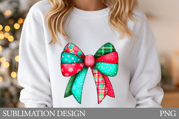 Christmas Bow Sublimation. Christmas Bow T-Shirt Design