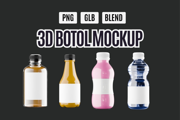 3D Bottle Mockup Pack 1