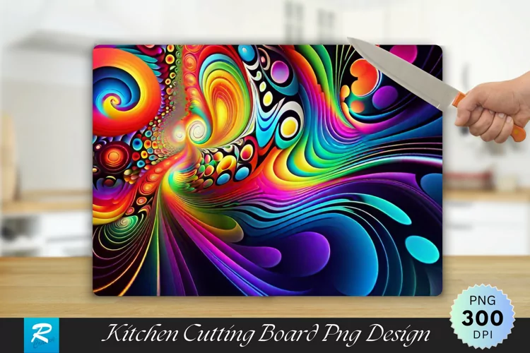 Colorful Floral Cutting Board Sublimation Design