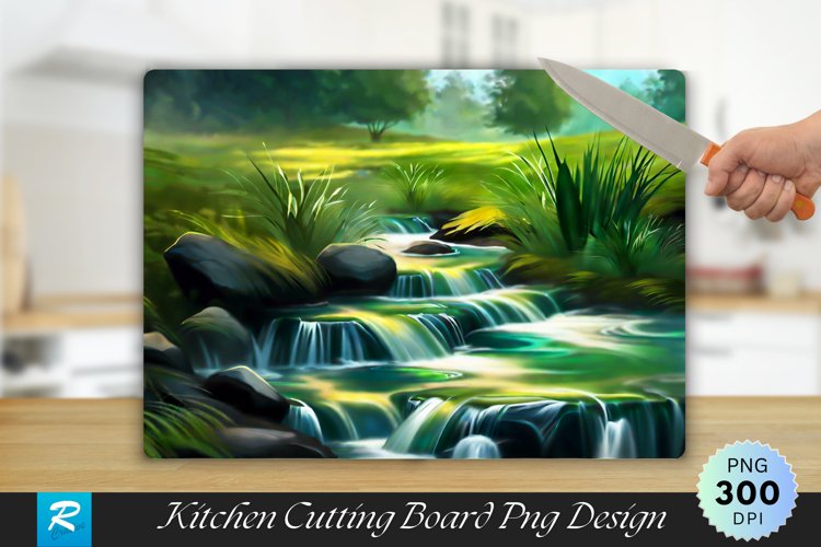 Water Stream Flowing Cutting Board Sublimation Design