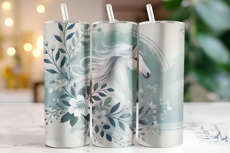 Horse & Flowers Tumbler Wrap | Sublimation