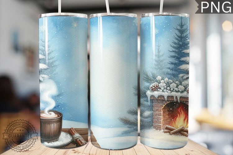 Christmas Watercolor Tumbler Wrap - Christmas PNG Design example image 1