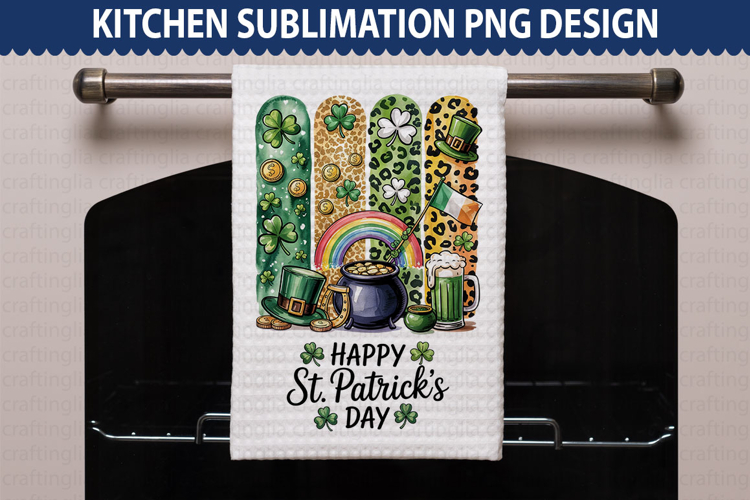 Happy St. Patricks Day Kitchen Towel - Brushstroke PNG