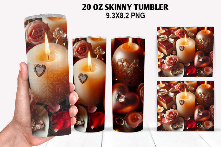 Valentine Skinny Tumbler 20oz Wrap Design, Valentine Tumbler