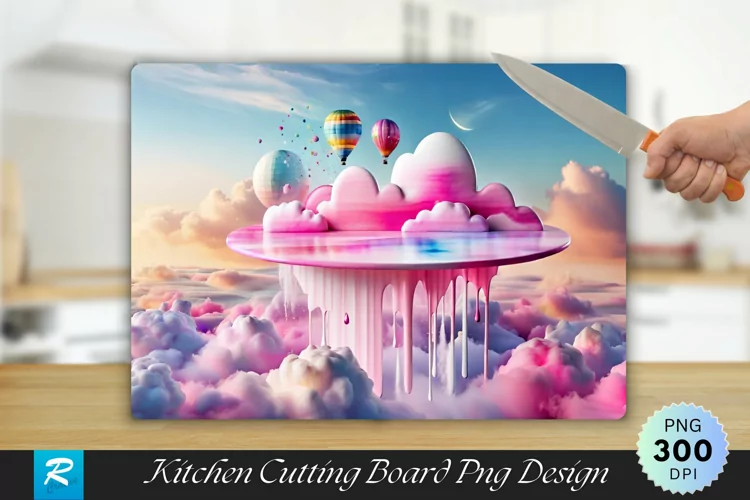 3D Pink sky Cutting Board Sublimation Design