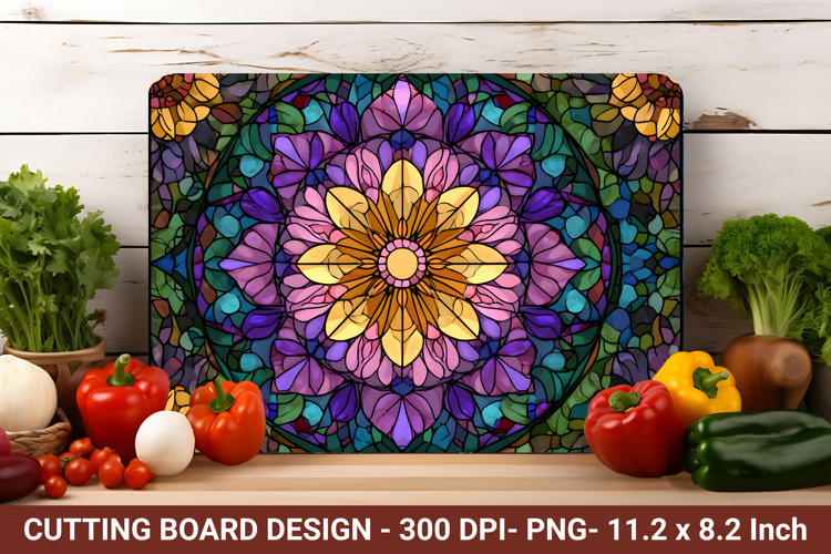 Stained Glass Flower Cutting Board | Cutting Board png
