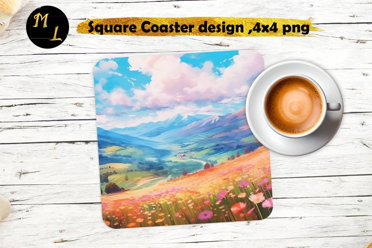 Mountains Coaster design,Mountains Square Coaster example image 1