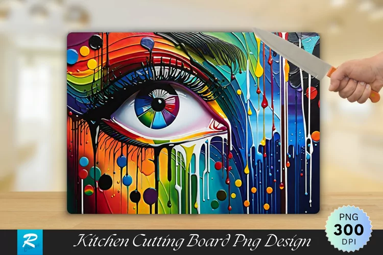 Colorful Eye Cutting Board Sublimation Design