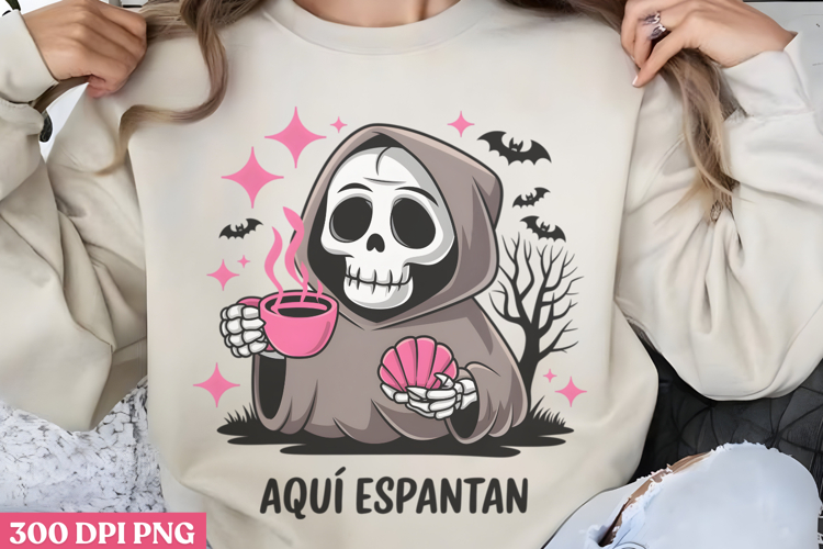 Aquí Espantan PNG, Cute Grim Sublimation PNG