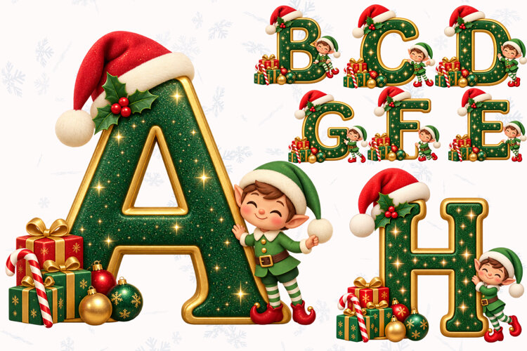 Christmas Elf Alphabet PNG example image 1
