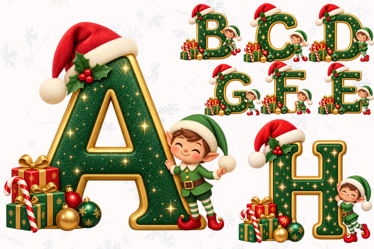 Christmas Elf Alphabet PNG