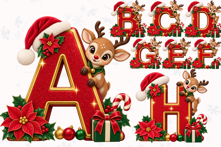 Christmas Reindeer Alphabet PNG
