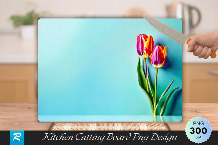 Vibrant Tulip Blossoms Posing Cutting Board PNG Design example image 1