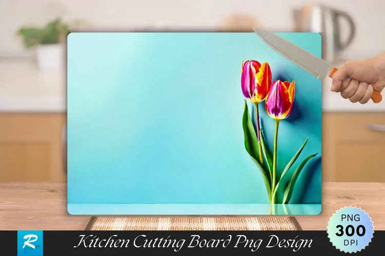 Vibrant Tulip Blossoms Posing Cutting Board PNG Design