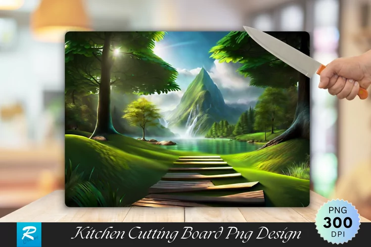 3D Nature Cutting Board Sublimation Design