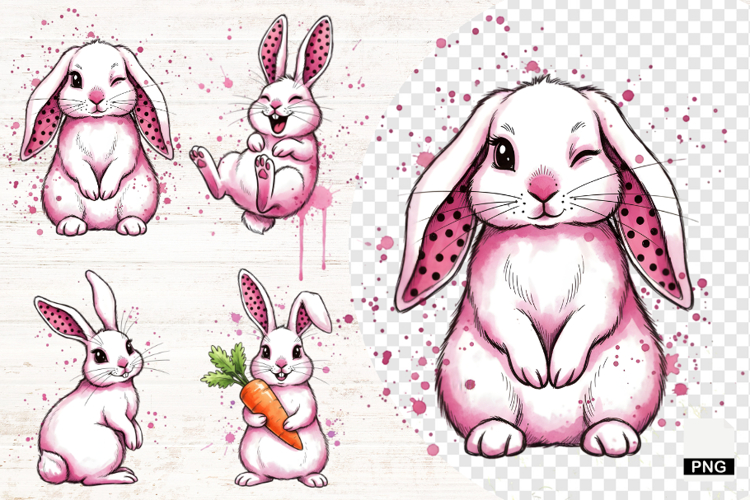 Cute Spring & Easter Bunnies Png - Eatser Bunny Clipart