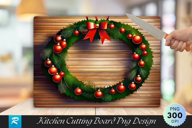 Season's Greetings Garland Cutting Board Sublimation