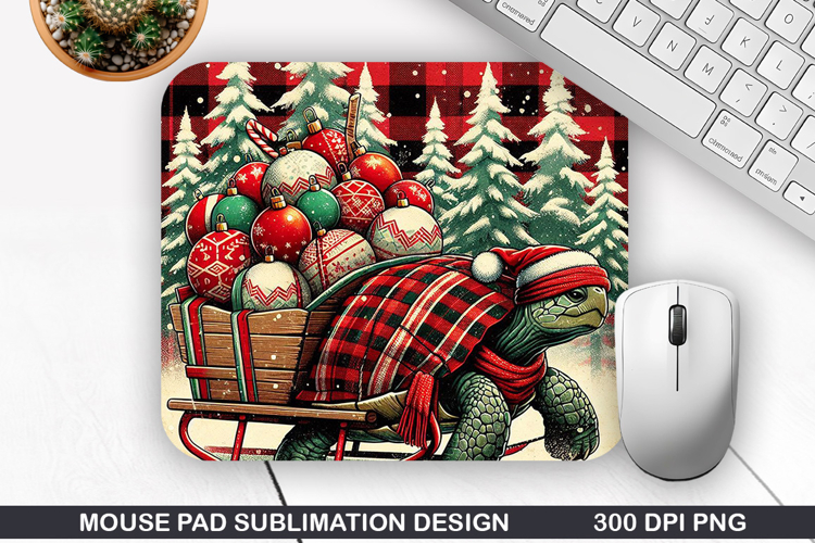 Turtle Mouse Pad Sublimation, Christmas Mouse Pad PNG