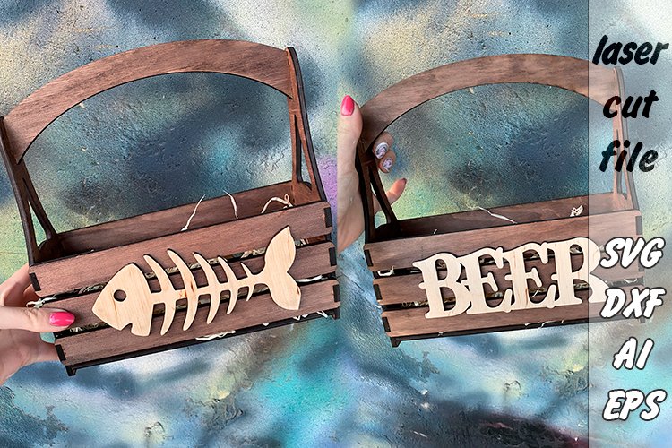 Box Beer|Beer holder|Beer basket x3| Father's Day| Laser Cut example image 1