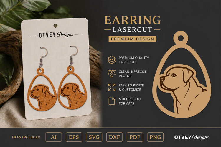 Dog Earring Laser Cut SVG| Cute Jewelry Design example image 1