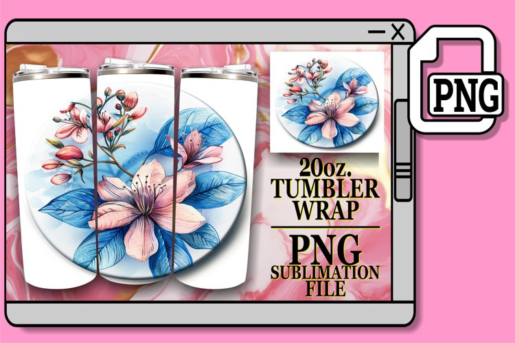 Denim Flower Tumbler Design Spring 20oz example image 1