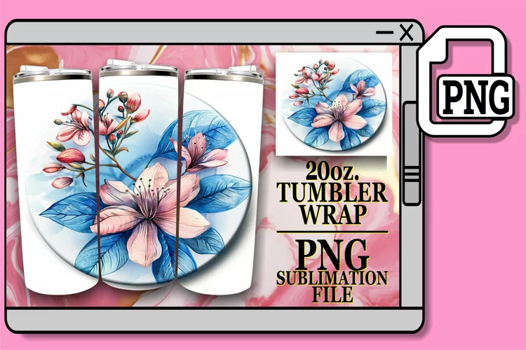 Denim Flower Tumbler Design Spring 20oz