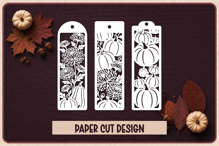 3 Autumn Paper Cut Bookmarks SVG