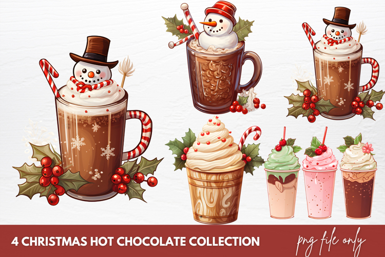 Christmas Hot Chocolate Clipart Sublimation