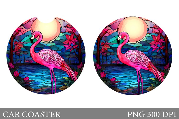 Stained Glass Flamingo Car Coaster. Flamingo Car Coaster
