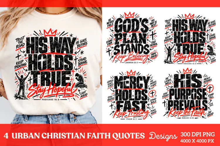 4 Urban Christian Faith Shirt PNG Designs, 4 Christian Grace