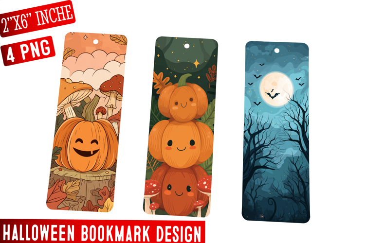 Halloween Bookmark PNG Set | 2x6Halloween bookmark png