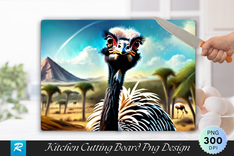 Ostrich Background Cutting Board sublimation Design example image 1