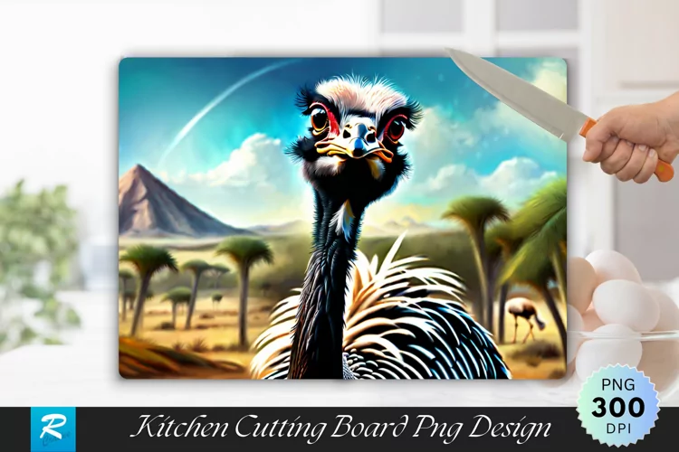 Ostrich Background Cutting Board sublimation Design