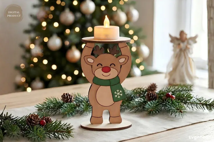 Reindeer Candle Holder Laser Cut | Glowforge | SVG