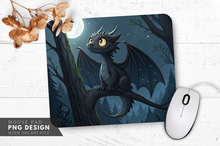 Curious Night Dragon Mouse Pad PNG Design