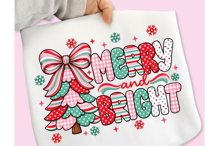 Merry and Bright PNG, Preppy Merry Coquette Christmas PNG example image 1