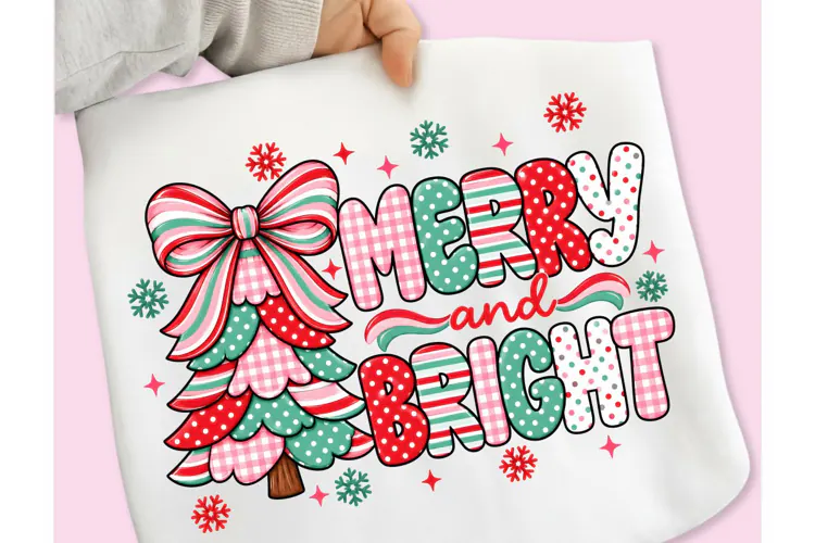Merry and Bright PNG, Preppy Merry Coquette Christmas PNG