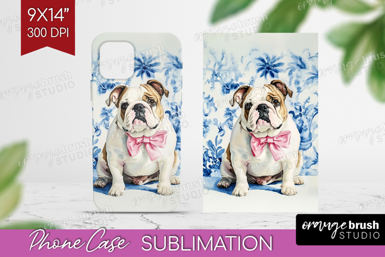 English Bulldog Dog Phone Case PNG Floral Dog Case PNG