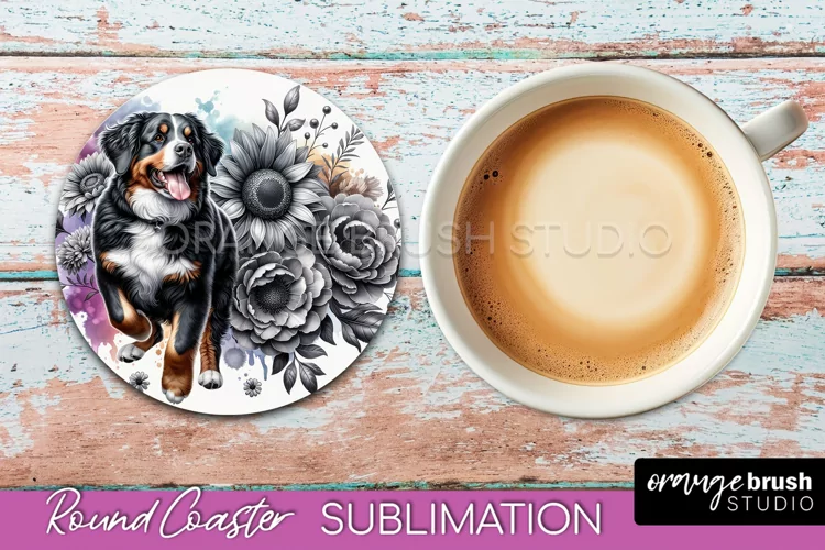 Entlebucher Mountain Round Coaster Dog Sublimation Floral