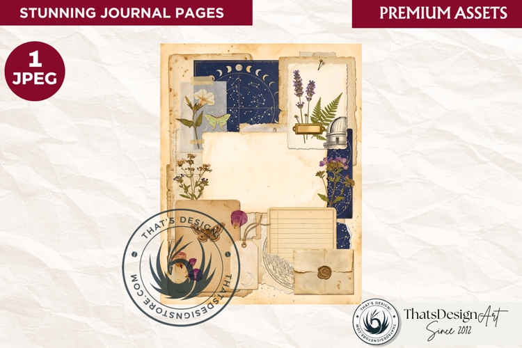 Botanical Herbarium Junk Journal Ephemera sheet collage page