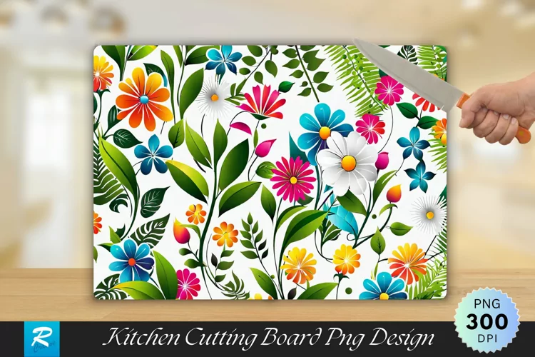 Cute Flower Pattern Cutting Board Sublimation Design