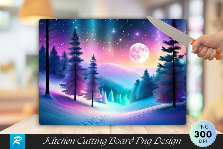 Celestial Starry Christmas Wonderland Cutting Board PNG example image 1