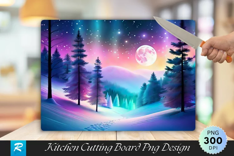 Celestial Starry Christmas Wonderland Cutting Board PNG