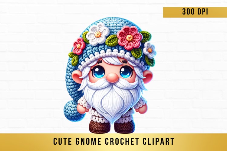 Cute gnome crochet clipart, crochet gnome sublimation