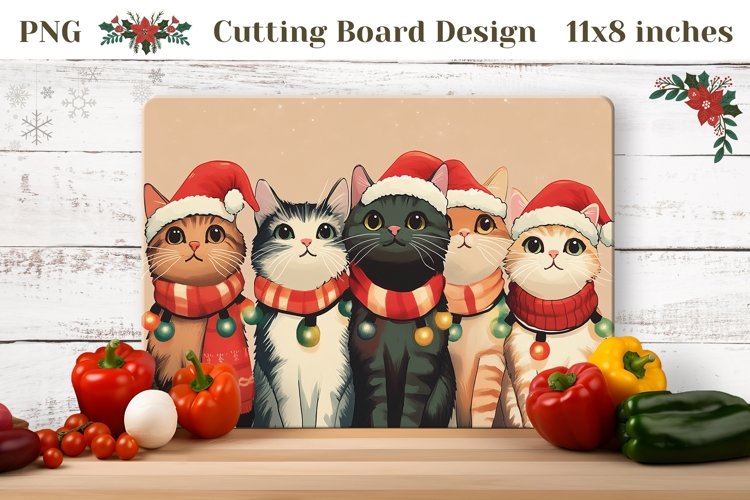 Christmas Cats Cutting Board Design, Christmas Cutting Board