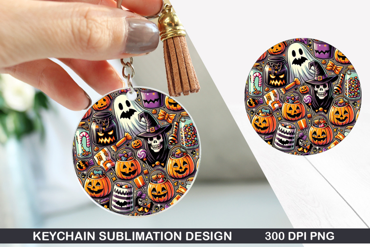 Halloween Keychain Sublimation - Halloween Keychain PNG