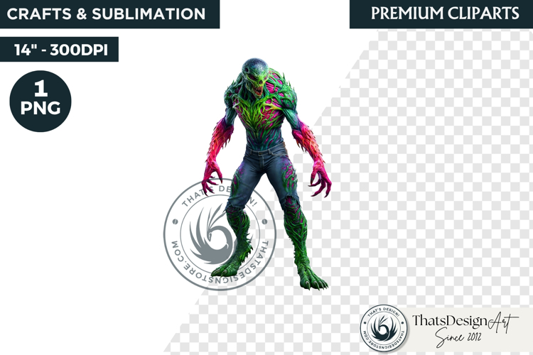 Halloween Acid Monster Clipart PNG Neon Fantasy Character