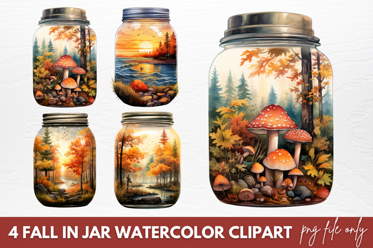 Fall In Jar Watercolor Clipart