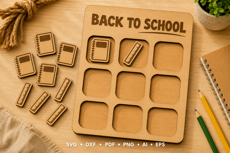 Back to School Tic Tac Toe Laser Cut SVG